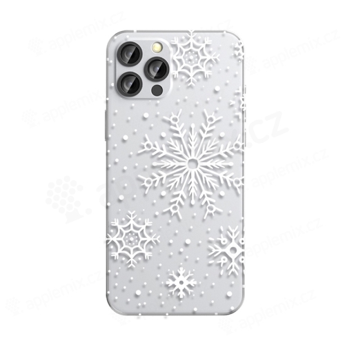 Kryt FORCELL Winter pro Apple iPhone 12 / 12 Pro - gumový - sněhové vločky