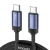 Kábel USB-C / USB-C pre Apple iPhone / iPad / MacBook - Šnúrka na zavesenie - Čierny - 240 W - 2 m - Metalická modrá kocka