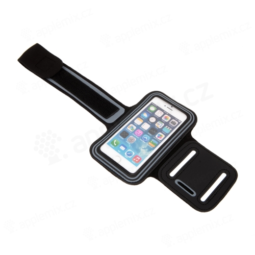 Sportovní pouzdro pro Apple iPhone 4 / 4S - reflexní pruh - černé