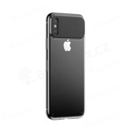 Kryt BASEUS pre Apple iPhone Xr - plast / umelá koža - karbónová textúra - čierny