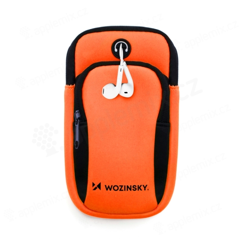Športové puzdro na ruku WOZINSKY pre Apple iPhone - reflexné - látkové - oranžové