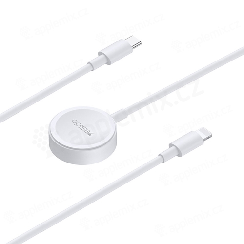 Nabíjací kábel 2v1 YESIDO CA113 z USB-C na Apple Watch + Lightning - 1 m - biely