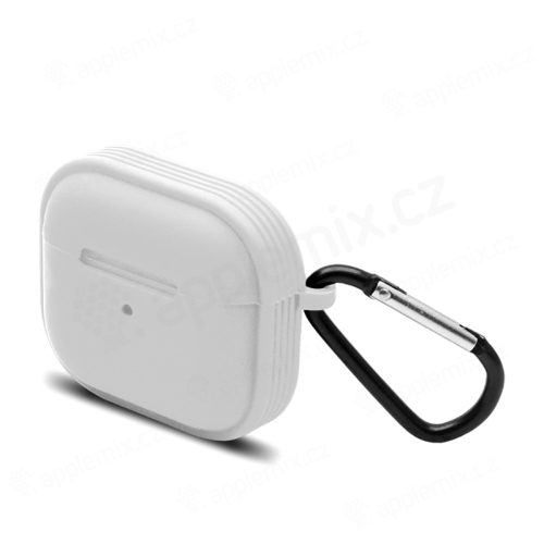 Puzdro pre Apple AirPods 3 - odolné + karabína - silikónové - biele