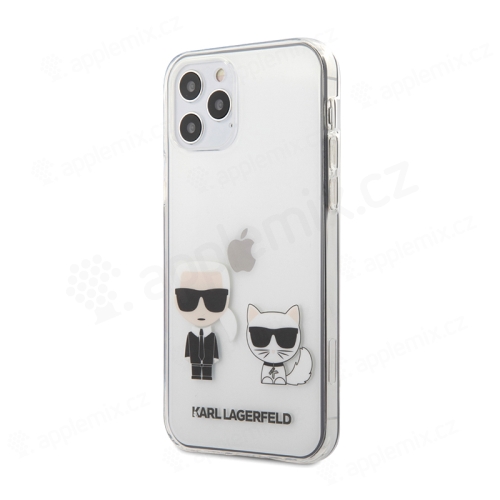 Kryt KARL LAGERFELD Karl a Choupette pre Apple iPhone 12 / 12 Pro - plast / guma - priehľadný
