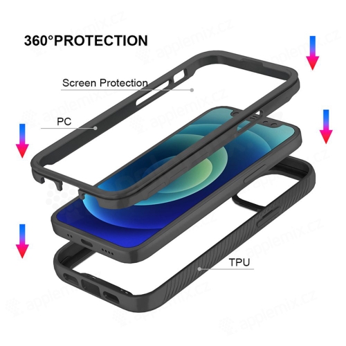 Kryt JP Defense 360 pre Apple iPhone 12 - plast / guma - čierny / priehľadný