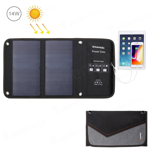 Solární nabíječka HAWEEL pro Apple a další zařízení - USB-A - outdoor - skládací - černá