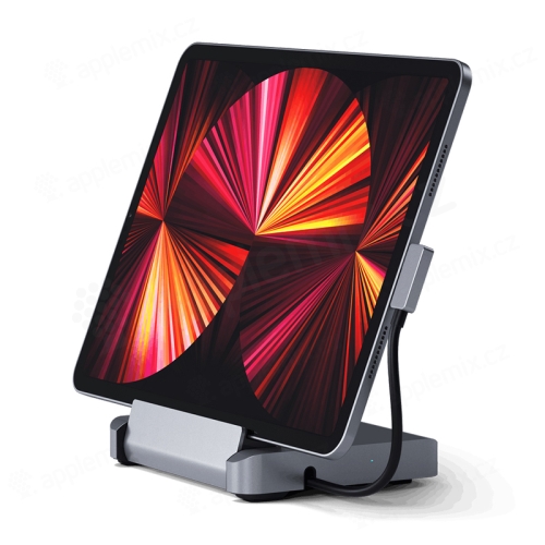 SATECHI stojan / dokovacia stanica pre Apple iPad s konektorom USB-C - USB-C / HDMI / SD / 3,5 mm jack - vesmírne sivá