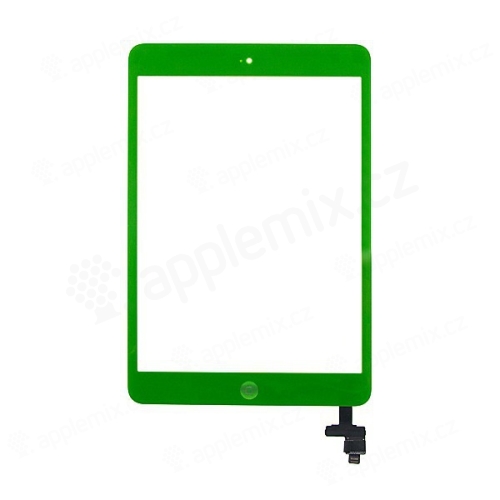 Dotykové sklo (digi displej) + konektor IC a flex s tlačidlom Home Button pre Apple iPad mini / mini 2 (Retina) - zelené