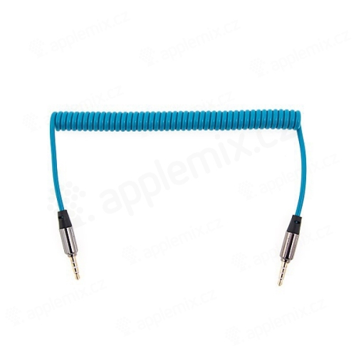 Špirálový flexibilný audio kábel jack 3,5 mm pre Apple iPhone / iPad / iPod a iné zariadenia - modrý