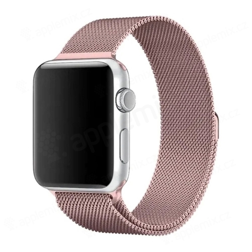 Řemínek pro Apple Watch 45mm / 44mm / 42mm - magnetický - nerezový - růžový