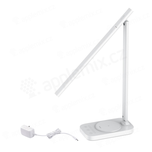 Stolní lampička + bezdrátová nabíječka / nabíjecí podložka Qi BASEUS + USB-A - bílá