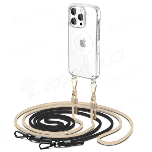 Kryt TECH PROTECT FlexAir Chain pre Apple iPhone 15 Pro Max - Podpora MagSafe - 2x šnúrka - priehľadný