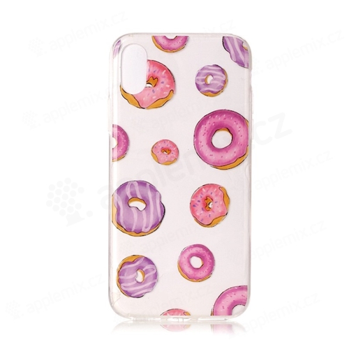 Kryt pro Apple iPhone X / Xs - gumový - růžové donuty