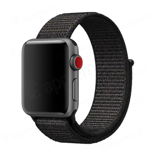 Remienok pre Apple Watch Ultra 49 mm / 45 mm / 44 mm / 42 mm - nylon - farebné vlákna - čierny
