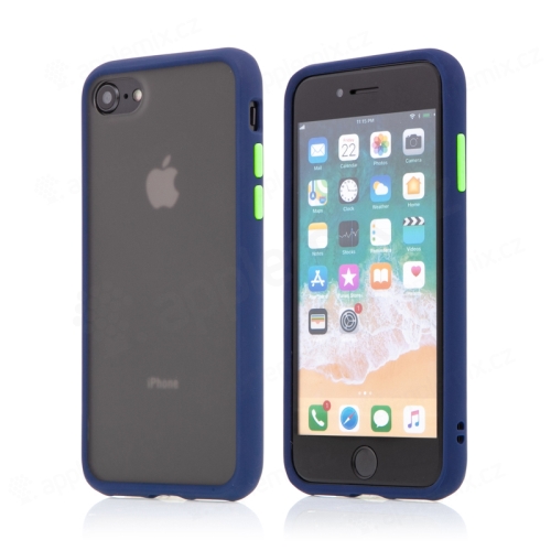 Kryt pro Apple iPhone 7 / 8 / SE (2020) - guma / plast - barevná tlačítka - tmavě modrý