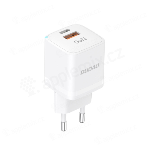 33W EU adaptér / nabíječka DUDAO A13Pro - USB-A + USB-C Power Delivery - bílý
