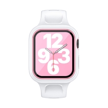 Řemínek + kryt + sklo pro Apple Watch 40mm - silikonový / plastový - růžový / bílý