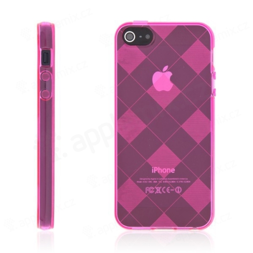 Ochranný gumový kryt pro Apple iPhone 5 / 5S / SE - růžový se vzorem kosočtverců