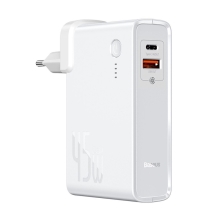 Napájecí adaptér 45W + externí baterie (Power Bank) 10000 mAh BASEUS pro Apple zařízení - GaN - bílý