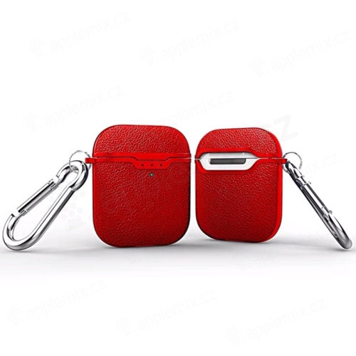 Pouzdro / obal pro Apple AirPods - motiv kůže - karabina - silikonové - červené