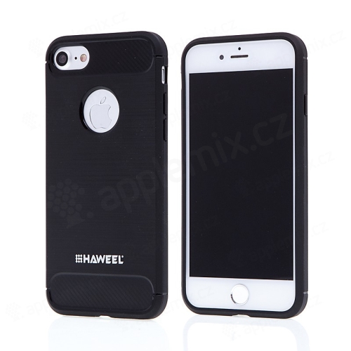 Kryt HAWEEL pro Apple iPhone 7 / 8 - broušený vzor - gumový - černý / karbon