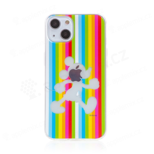 Kryt Disney pre Apple iPhone 13 mini - priehľadný Mickey a dúha - gumový - farebný