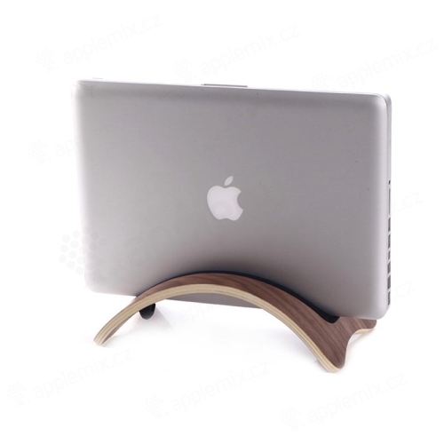 SAMDI stojan / držiak pre Apple MacBook Air / Pro - vertikálny - drevený - tmavohnedý