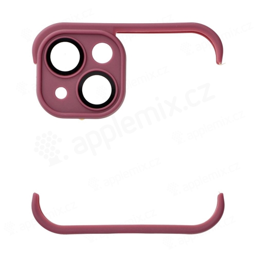 Bumper / mini rámeček pro Apple iPhone 13 + tvrzené sklo na čočky kamery - silikonový - vínový