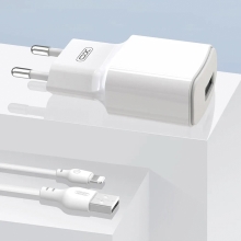 2v1 nabíjecí sada XO pro Apple zařízení - EU adaptér a kabel Lightning - 12W - bílá