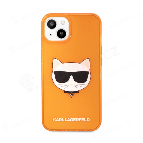 Kryt KARL LAGERFELD pre Apple iPhone 13 mini - Head Choupette - gumový - oranžový
