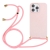 Kryt pro Apple iPhone 15 Pro Max - slaměné kousky - se šňůrkou - gumový - růžový