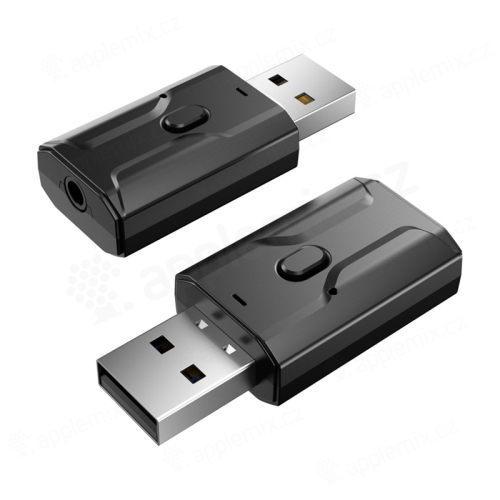 Adaptér bluetooth 5.0 AUX audio 3,5 mm jack + USB konektor - bezdrôtový hudobný prijímač/vysielač - čierny