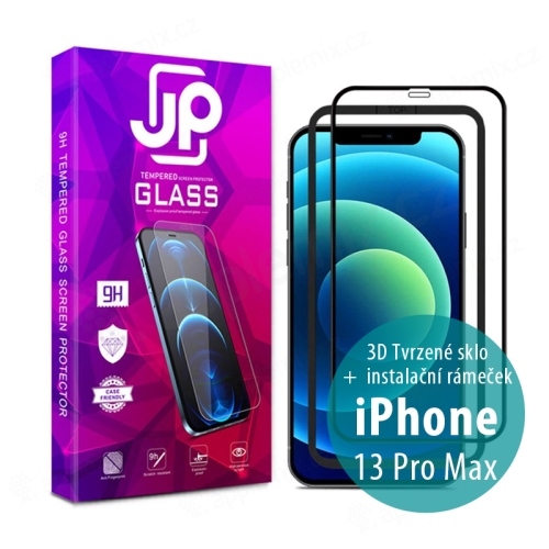 JP Tvrdené sklo pre Apple iPhone 13 Pro Max / 14 Plus - Case Friendly + aplikátor - čierny rámček