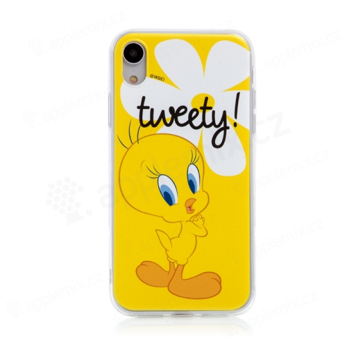 Kryt Tweety pro Apple iPhone Xr - gumový - žlutý s kytičkou