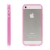 Ochranný plasto-gumový kryt s antiprachovou záslepkou pro Apple iPhone 5 / 5S / SE - průhledný s růžovým rámečkem