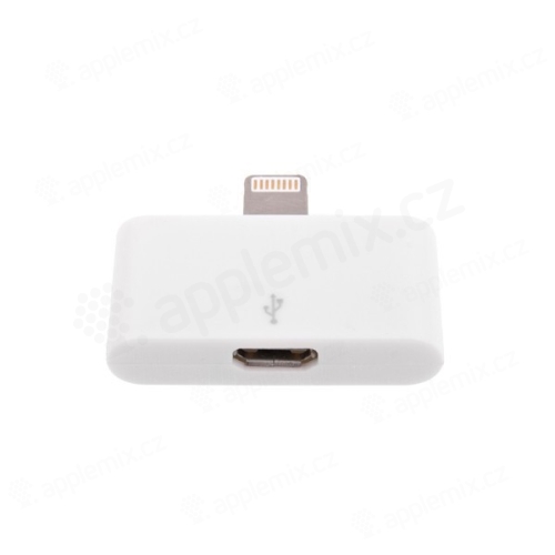 Redukce micro USB / Lightning pro Apple iPhone / iPad / iPod - bílá