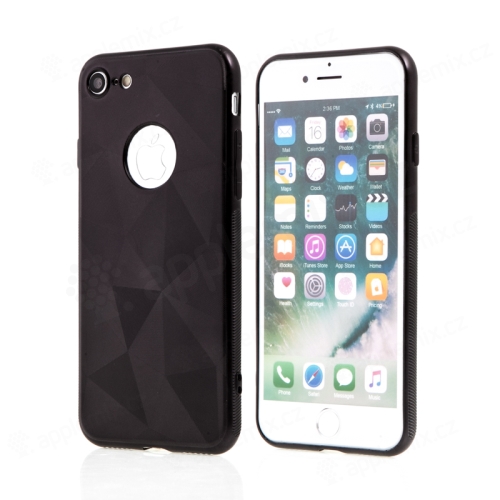 Kryt pre Apple iPhone 7 - geometrické tvary - výrez na logo - čierny