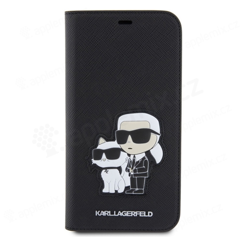 Puzdro KARL LAGERFELD Saffiano NFT pre Apple iPhone 11 - umelá koža - Karl and Choupette - čierne