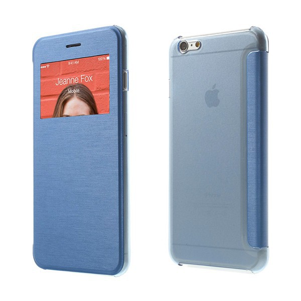 Flipové pouzdro pro Apple iPhone 6 Plus / 6S Plus s průhledným prvkem / výřezem pro displej - modré
