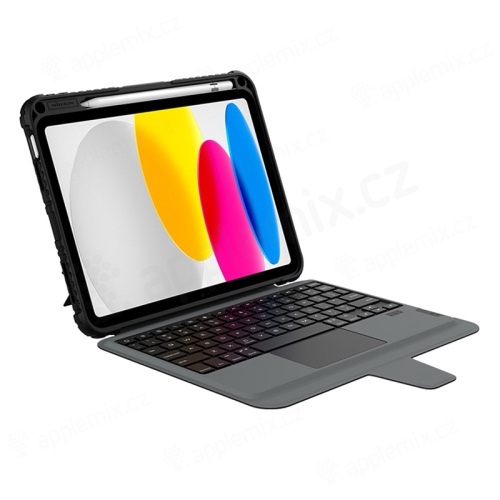 Klávesnice + trackpad NILLKIN pro Apple iPad 10 (10,9") - odolný kryt - stojánek - slot pro Pencil - černá / šedá