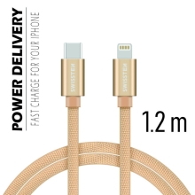 Synchronizační a nabíjecí kabel SWISSTEN - USB-C - Lightning pro Apple zařízení - tkanička - zlatý - 1,2m