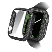 Kryt / rámeček pro Apple Watch 45mm Series 7 - karbonová textura - plastový - černý