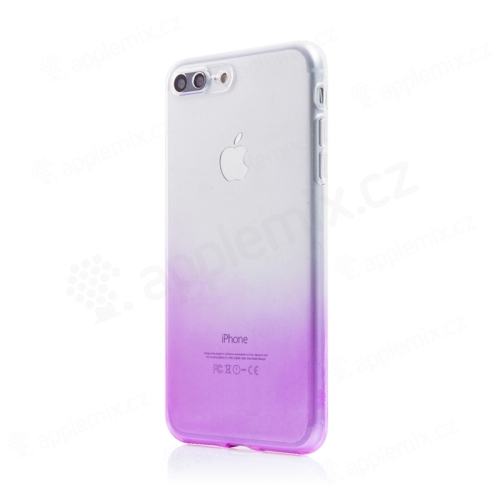 Kryt pre Apple iPhone 7 Plus / 8 Plus - farebný prechod - gumový - priehľadný / fialový