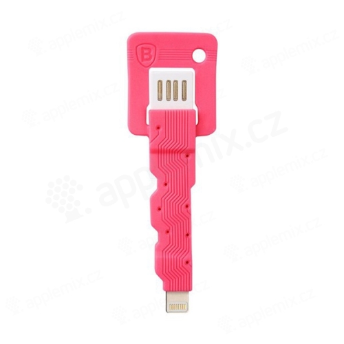 Mini synchronizační a nabíjecí kabel Lightning BASEUS Key Design pro Apple iPhone / iPad / iPod - růžový