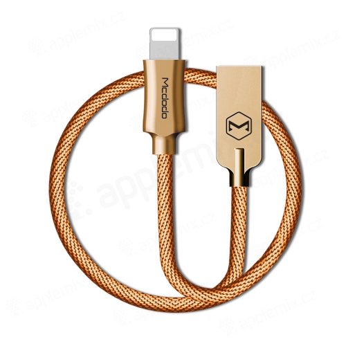 Synchronizační a nabíjecí kabel Lightning pro Apple zařízení MCDODO - tkanička - kovové koncovky - 1,2m - zlatý