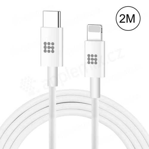 Nabíjací kábel USB-C s konektorom Lightning HAWEEL pre Apple iPhone / iPad - biely - 2 m
