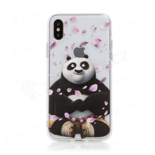 Kryt Kung Fu Panda pro Apple iPhone X / Xs - gumový - Po a okvětní lístky