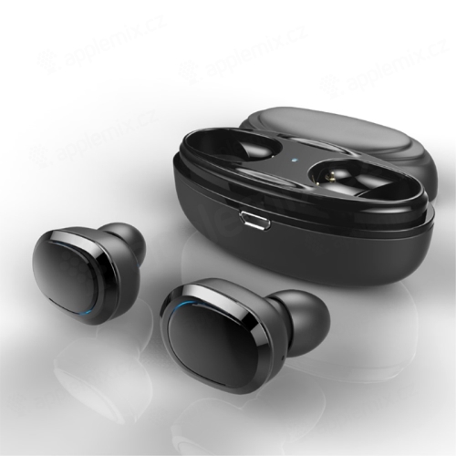 Sluchátka Bluetooth bezdrátová - True wireless - s dobíjecí krabičkou / pouzdrem -  špunty - černá