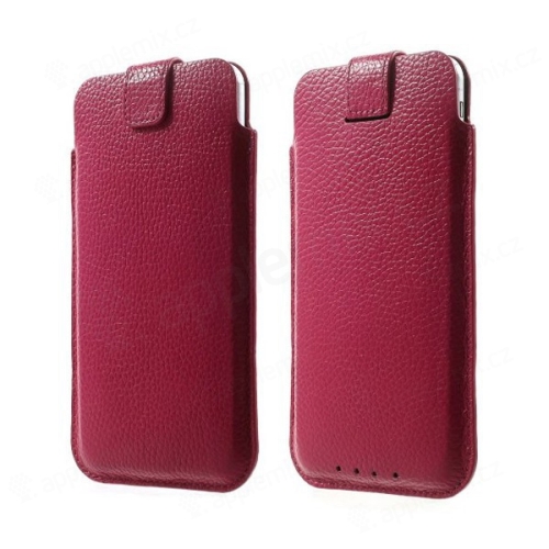 Kožené pouzdro pro Apple iPhone 6 / 6S s vytahovacím poutkem - růžové