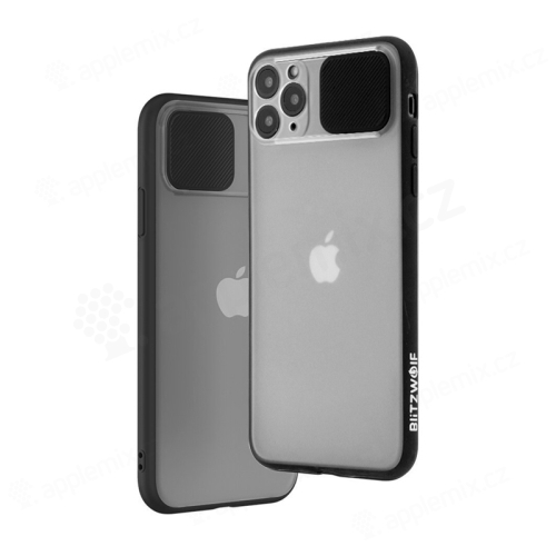Kryt BLITZWOLF pre Apple iPhone 11 Pro Max - plast / guma - posuvný kryt fotoaparátu - priehľadný / čierny